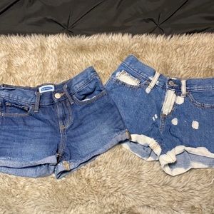 Two pairs of girls jean shorts